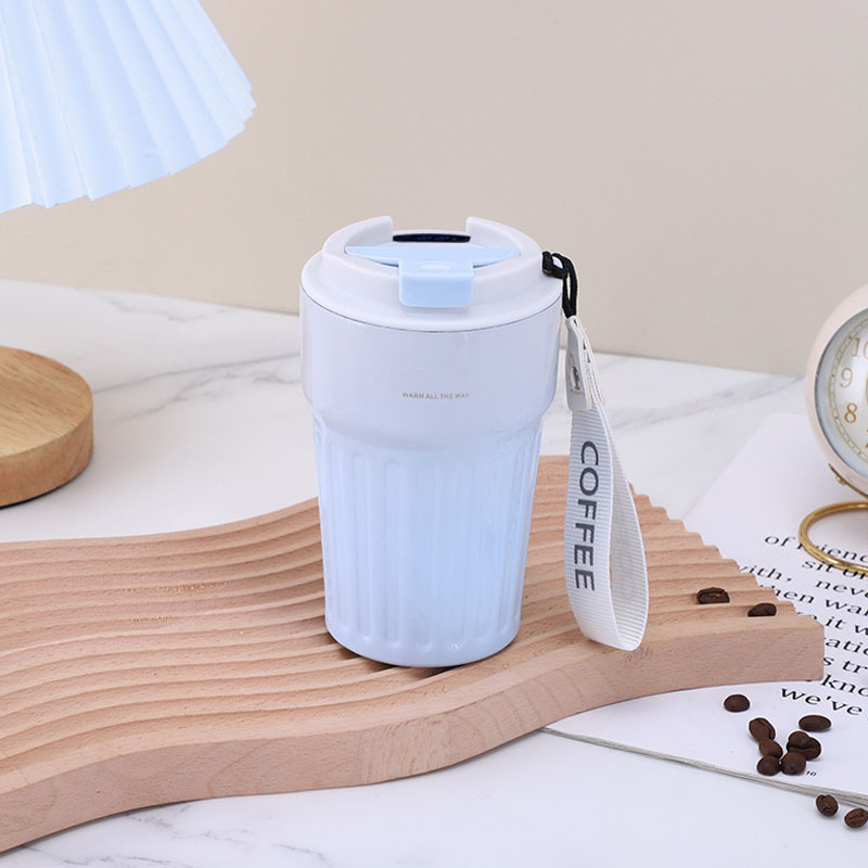 Cupa termo din oțel inoxidabil, cu curea, portabilă și drăguță, ceașcă de cafea