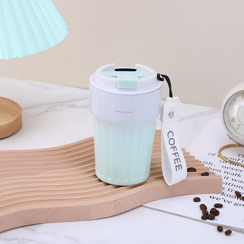 Cupa termo din oțel inoxidabil, cu curea, portabilă și drăguță, ceașcă de cafea