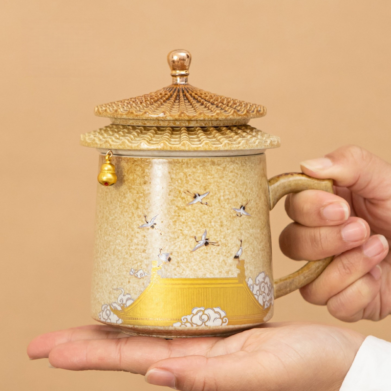 Ceașcă ceramică de ceai de înaltă calitate, inspirată de Orașul Interzis, pentru birou, cadou pentru vârstnici și lideri.