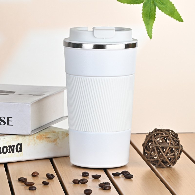 Ceașcă de cafea din oțel inoxidabil 304, stil american, izolată cu husă din silicon, portabilă pentru mașină și birou