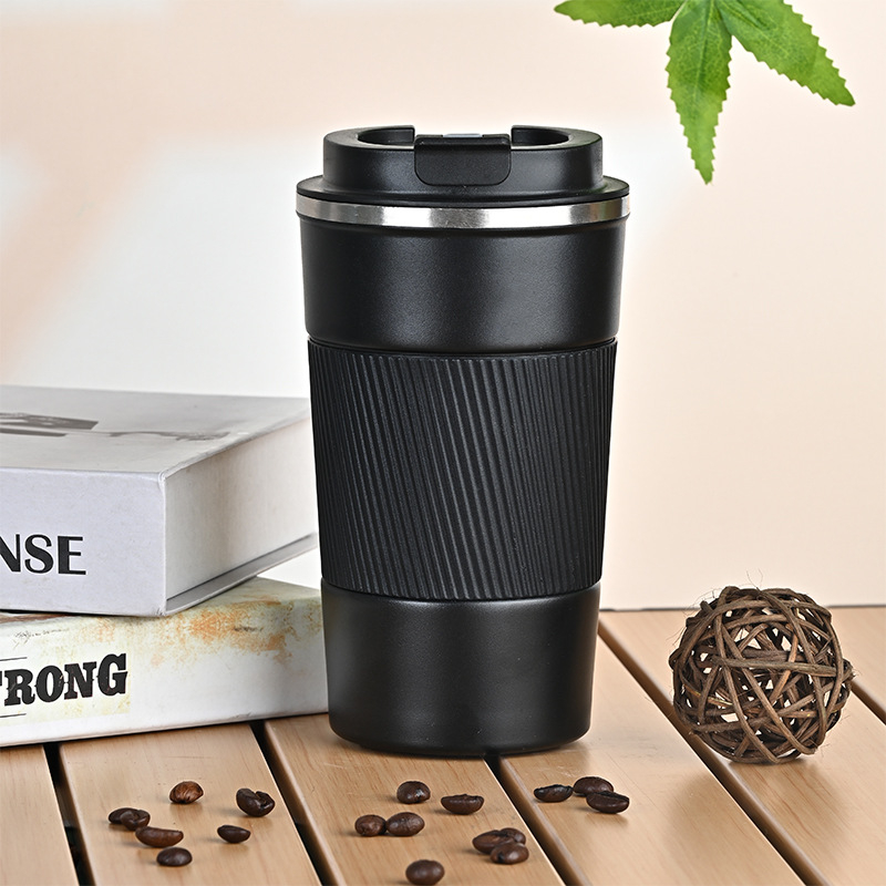 Ceașcă de cafea din oțel inoxidabil 304, stil american, izolată cu husă din silicon, portabilă pentru mașină și birou