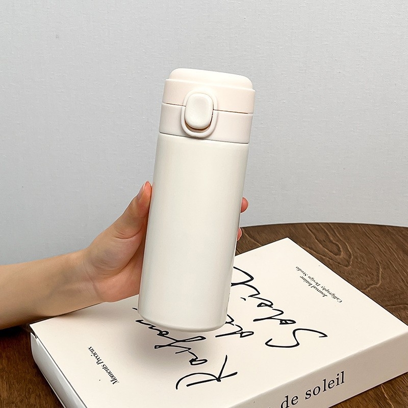 Cană termoizolantă din oțel inoxidabil cu afișajul temperaturii și capac cu deschidere prin apăsare, design modern minimalist, logo personalizat