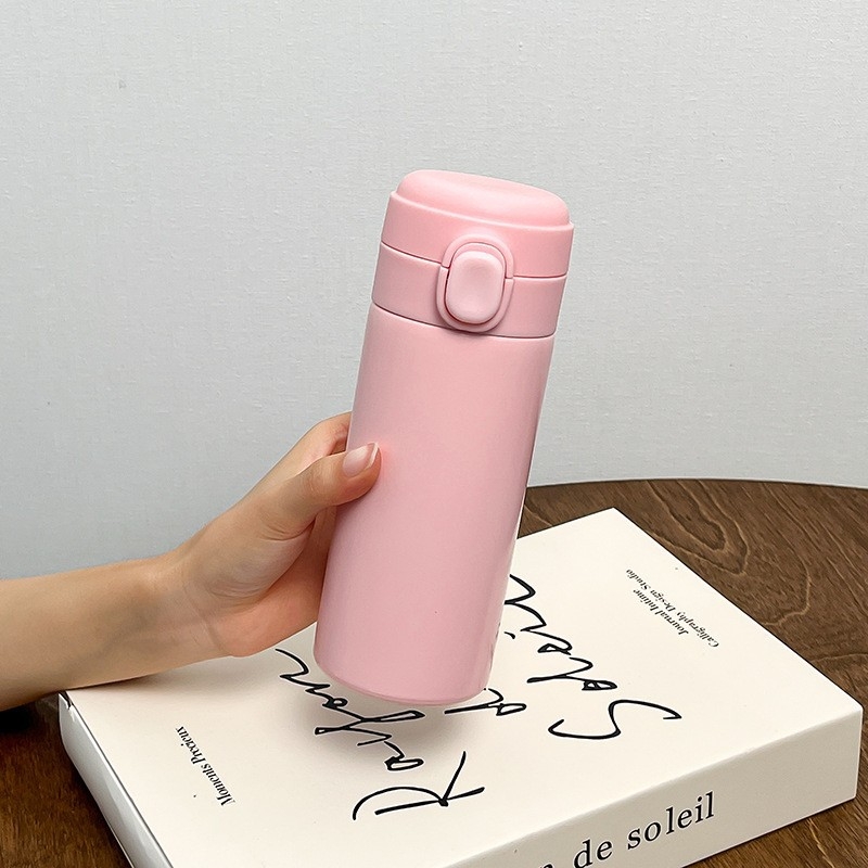Cană termoizolantă din oțel inoxidabil cu afișajul temperaturii și capac cu deschidere prin apăsare, design modern minimalist, logo personalizat