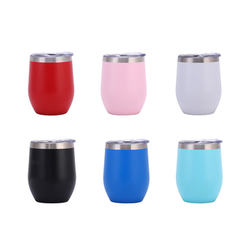 Cană izolată de 12 oz, interior din oțel inoxidabil 304, exterior din oțel inoxidabil 201, formă de ou, pahar de vin în formă U, personalizabil