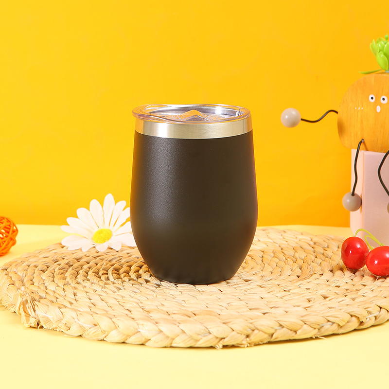 Cană izolată de 12 oz, interior din oțel inoxidabil 304, exterior din oțel inoxidabil 201, formă de ou, pahar de vin în formă U, personalizabil