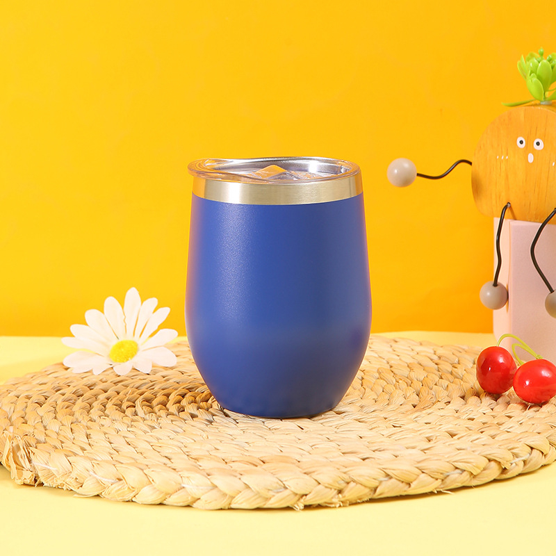 Cană izolată de 12 oz, interior din oțel inoxidabil 304, exterior din oțel inoxidabil 201, formă de ou, pahar de vin în formă U, personalizabil