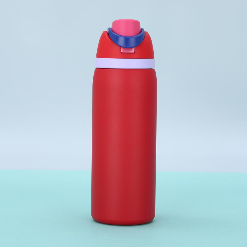 Sticlă din oțel inoxidabil cu pereți dubli, izolație, capac pop-up, stil Owala, design modern minimalist, cupă pentru fructe