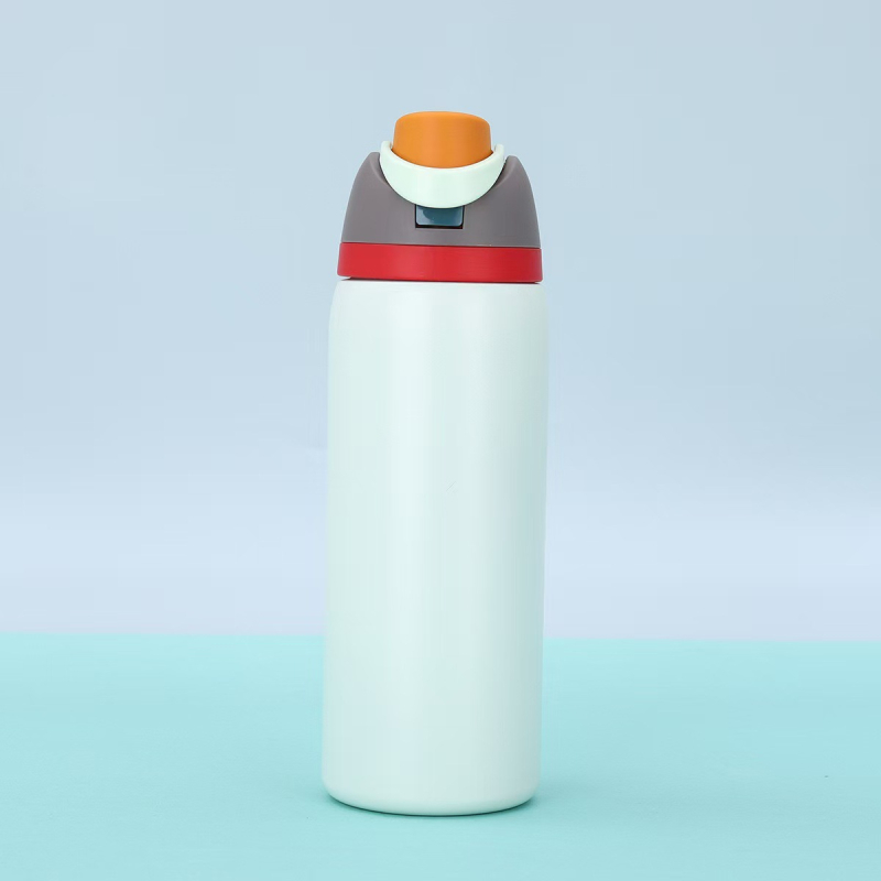 Sticlă din oțel inoxidabil cu pereți dubli, izolație, capac pop-up, stil Owala, design modern minimalist, cupă pentru fructe