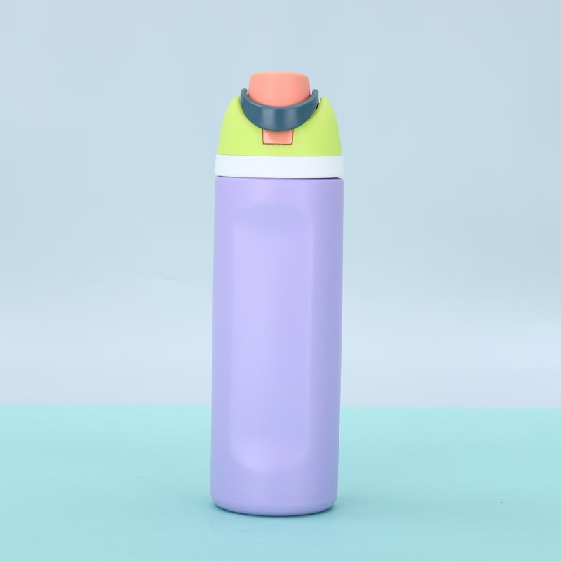 Sticlă din oțel inoxidabil cu pereți dubli, izolație, capac pop-up, stil Owala, design modern minimalist, cupă pentru fructe