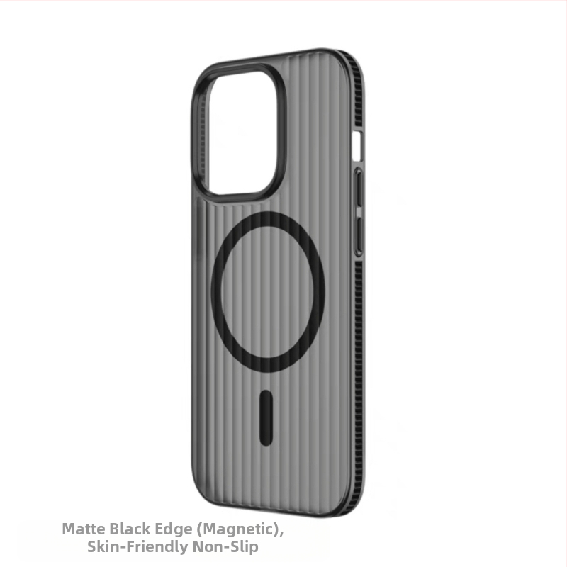 Tvrdý obal s vlnitou textúrou, matný s magnetickým uchytením, pre iPhone 17 a iPhone 16 Pro Max, minimalistický dizajn.