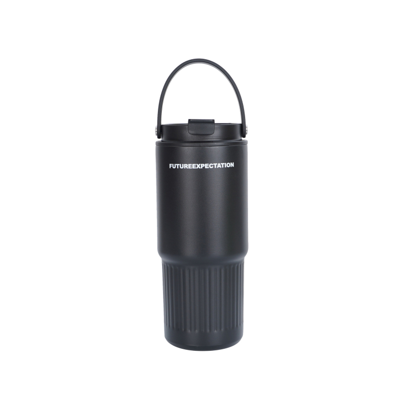 Cupă izolată din oțel inoxidabil 316, cu mâner, pai dublu, design desen animat, portabilă pentru mașină și exterior