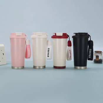 Cană de cafea Lily-Of-The-Valley, cu curea de purtare și pai, izolație în vid, din oțel inoxidabil 316