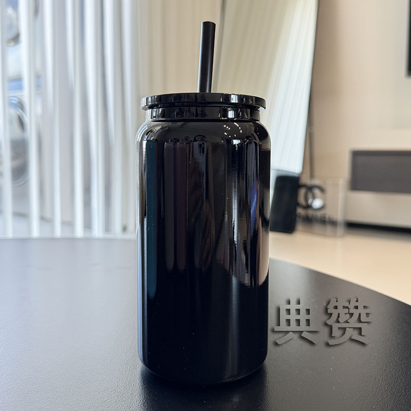 Noul pahar termo din oțel inoxidabil de 16 oz, portabil pentru exterior, cu pai – cană de cafea pentru bărbați, femei și studenți