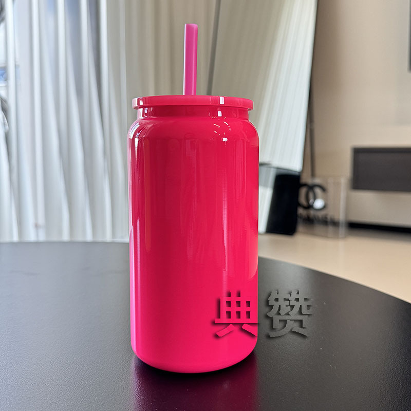 Noul pahar termo din oțel inoxidabil de 16 oz, portabil pentru exterior, cu pai – cană de cafea pentru bărbați, femei și studenți
