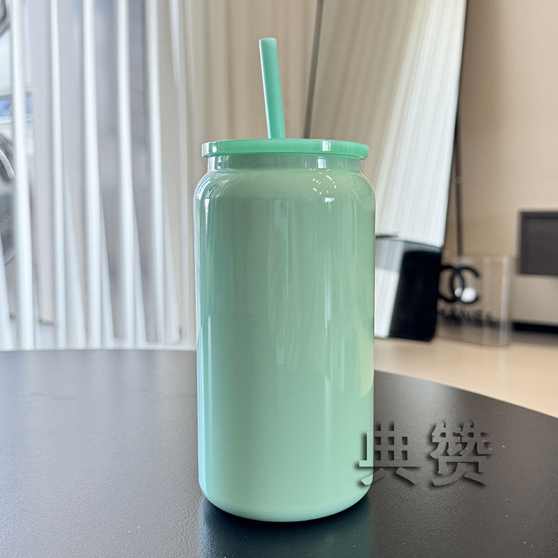 Noul pahar termo din oțel inoxidabil de 16 oz, portabil pentru exterior, cu pai – cană de cafea pentru bărbați, femei și studenți
