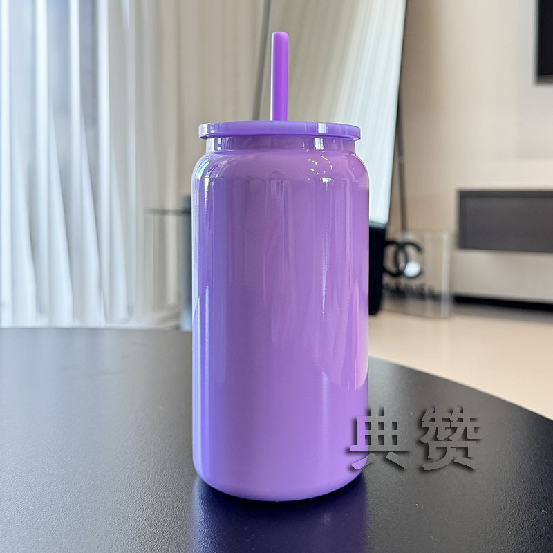 Noul pahar termo din oțel inoxidabil de 16 oz, portabil pentru exterior, cu pai – cană de cafea pentru bărbați, femei și studenți