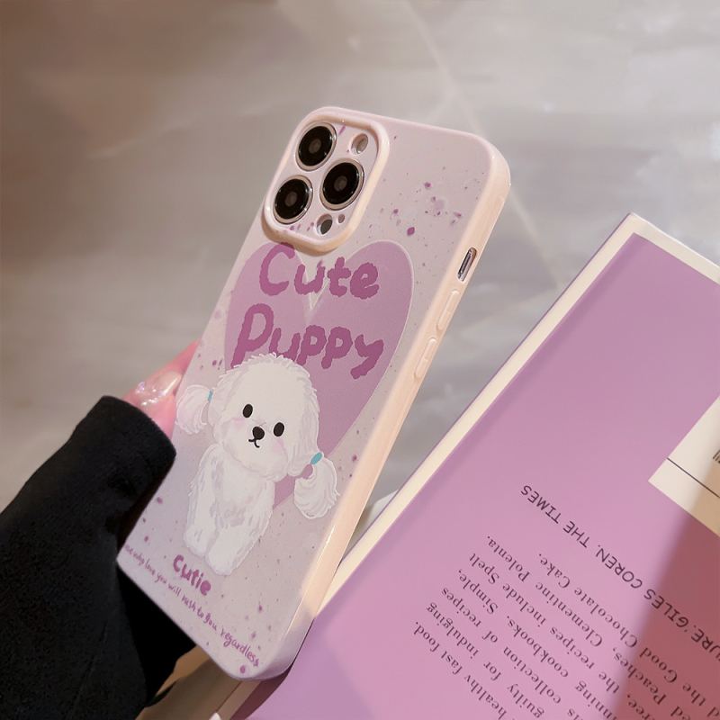 TPU futrola za iPhone 11–14 i 16 Pro Max s grafiti uljnom slikom šteneta, potpuna zaštita