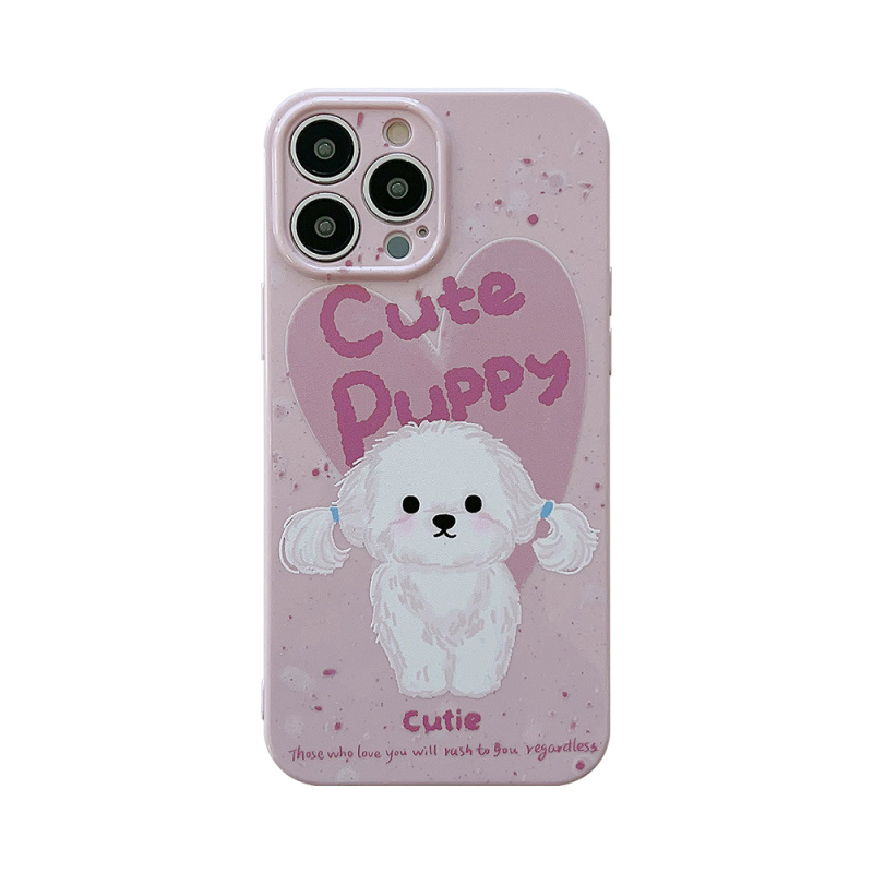TPU futrola za iPhone 11–14 i 16 Pro Max s grafiti uljnom slikom šteneta, potpuna zaštita