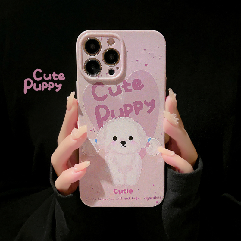 TPU futrola za iPhone 11–14 i 16 Pro Max s grafiti uljnom slikom šteneta, potpuna zaštita