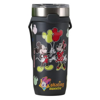 Ceașcă drăguță de cafea cu desene animate, din oțel inoxidabil 304, interior 304, exterior 201, termos izolat cu pai, capacitate mare, pentru mașină