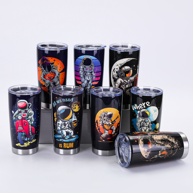 Căniță termică creativă pentru mașină, 20 oz, seria Astronaut, interior din oțel inoxidabil 304, exterior din oțel inoxidabil 201