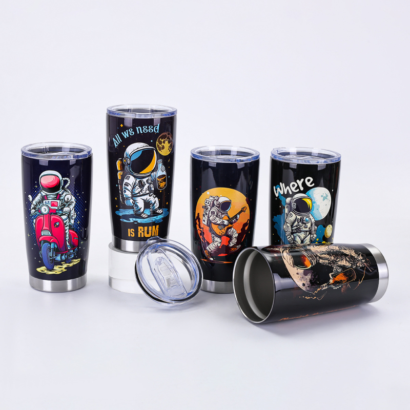 Căniță termică creativă pentru mașină, 20 oz, seria Astronaut, interior din oțel inoxidabil 304, exterior din oțel inoxidabil 201