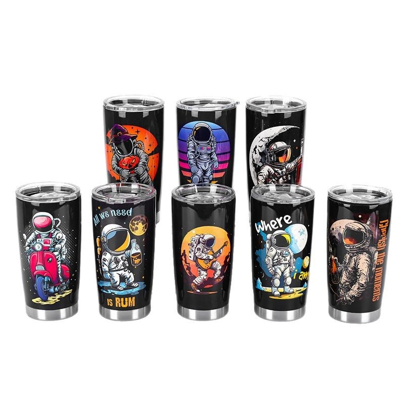Căniță termică creativă pentru mașină, 20 oz, seria Astronaut, interior din oțel inoxidabil 304, exterior din oțel inoxidabil 201
