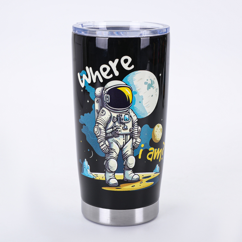 Căniță termică creativă pentru mașină, 20 oz, seria Astronaut, interior din oțel inoxidabil 304, exterior din oțel inoxidabil 201