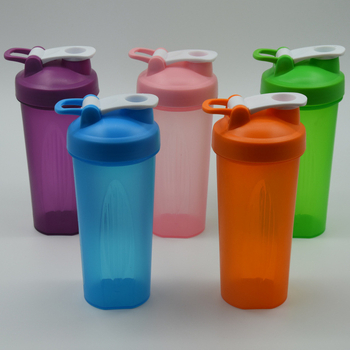 Shaker pentru proteine, sport, îmbunătățit, 600 ml, cu mâner, din plastic transparent