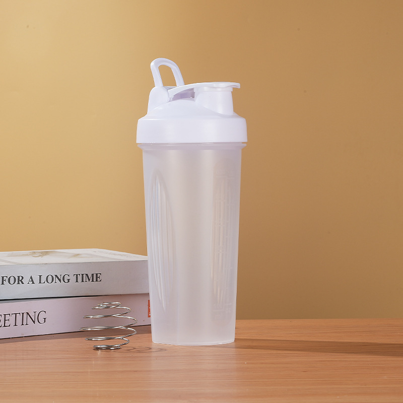 Shaker pentru proteine, sport, îmbunătățit, 600 ml, cu mâner, din plastic transparent
