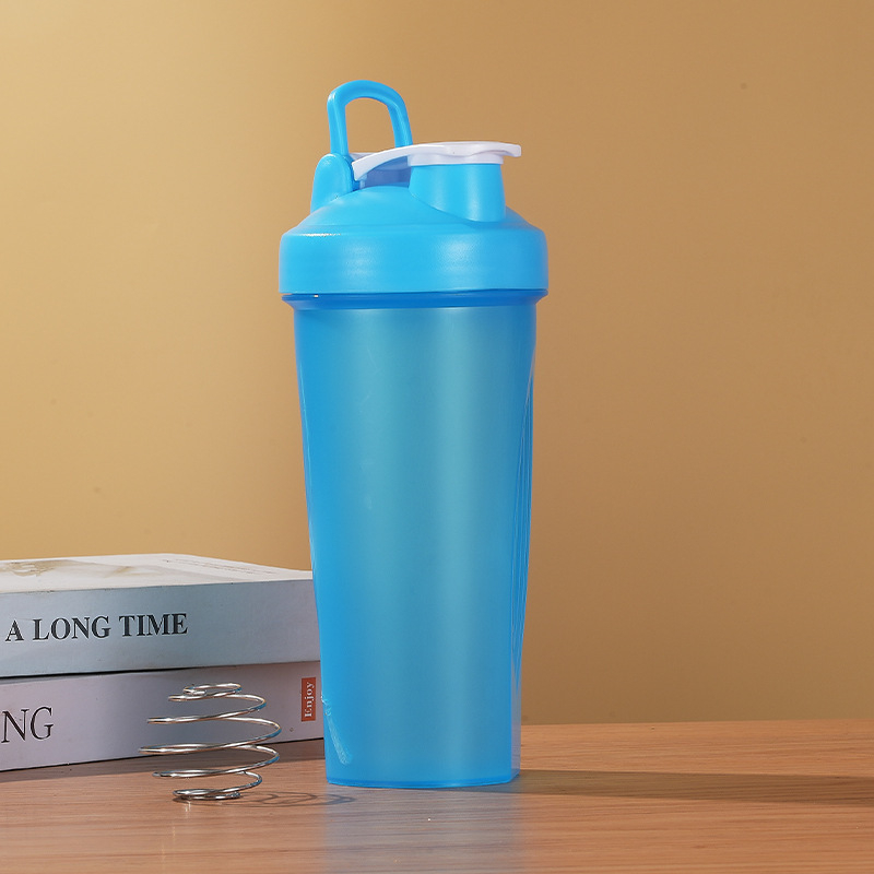 Shaker pentru proteine, sport, îmbunătățit, 600 ml, cu mâner, din plastic transparent