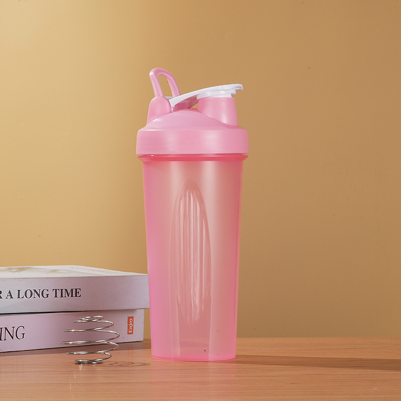 Shaker pentru proteine, sport, îmbunătățit, 600 ml, cu mâner, din plastic transparent