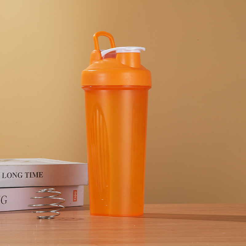 Shaker pentru proteine, sport, îmbunătățit, 600 ml, cu mâner, din plastic transparent