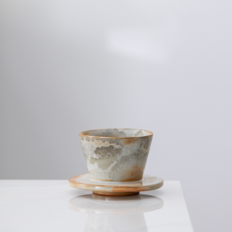 Set ceramic pentru cafea prin turnare manuală, cu ibric ceramic, filtru și pâlnie