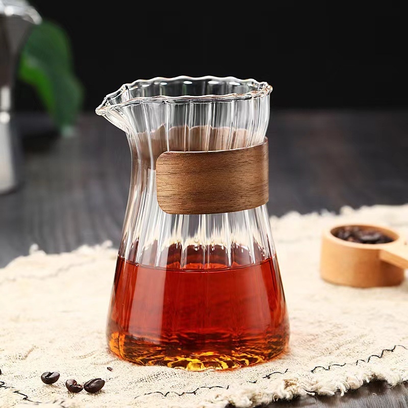 Set de cafea pour-over din sticlă: oală de cafea realizată manual cu ceașcă de degustare