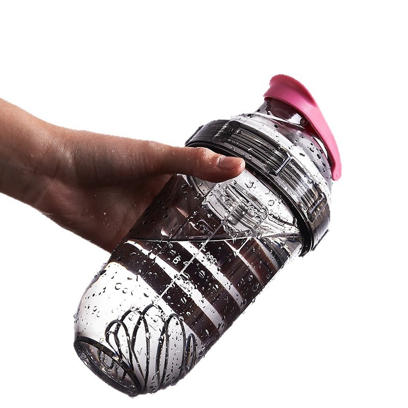 Shaker cu banană pentru amestecarea pulberii de proteine și milkshake, cu scară de măsurare, capacitate mare, din plastic, portabil, fără scurgeri