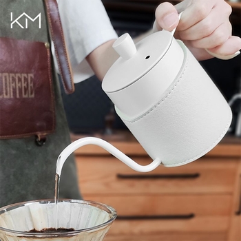 Ceainic pour-over pentru cafea din oțel inoxidabil 304, gură lungă, cu capac, pentru uz casnic