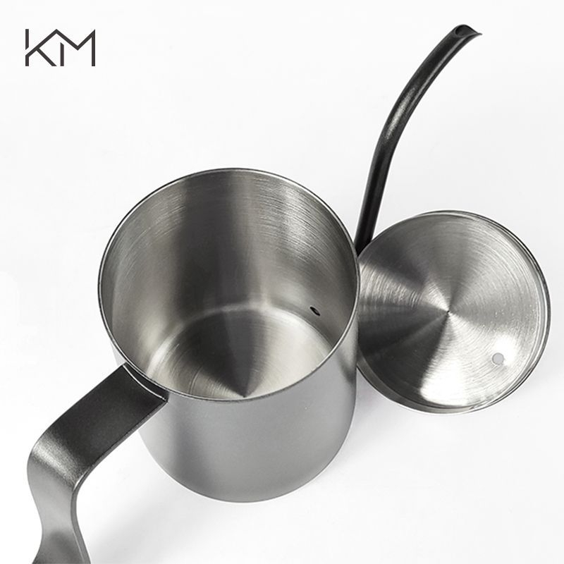 Ceainic pour-over pentru cafea din oțel inoxidabil 304, gură lungă, cu capac, pentru uz casnic