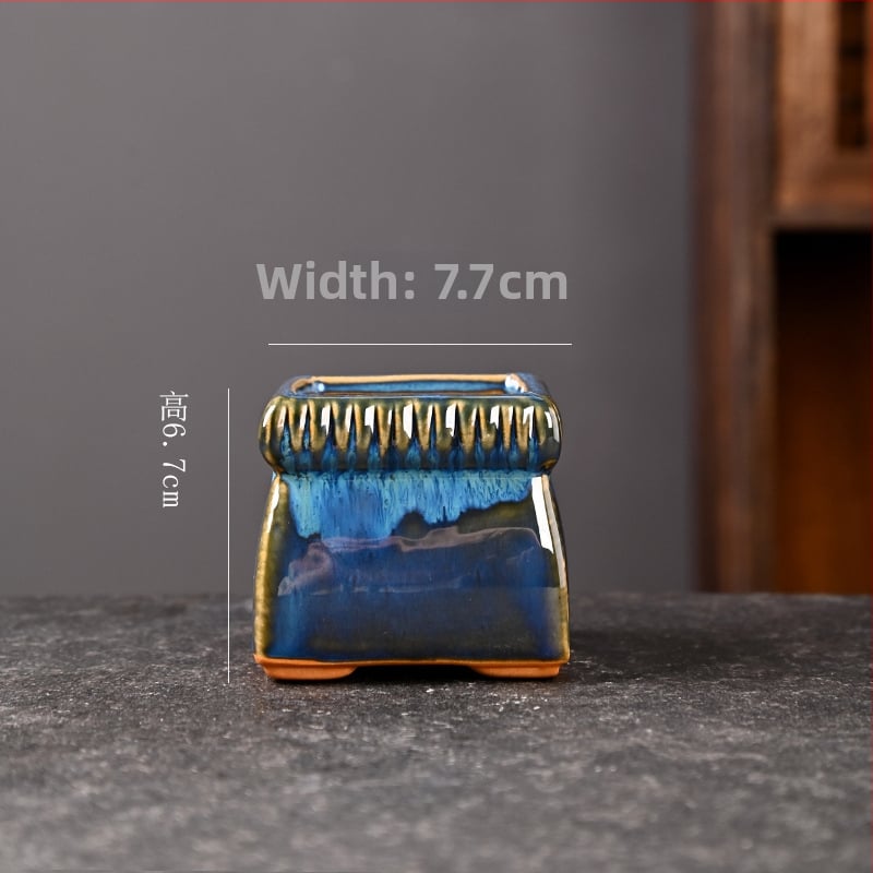 Ghiveci ceramic Galaxy pentru suculente, pentru casă și balcon, compact, cu control al rădăcinilor, ceramică brută