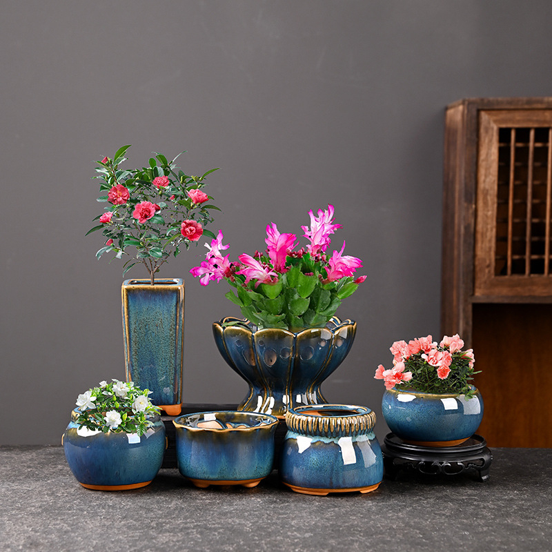 Ghiveci ceramic Galaxy pentru suculente, pentru casă și balcon, compact, cu control al rădăcinilor, ceramică brută