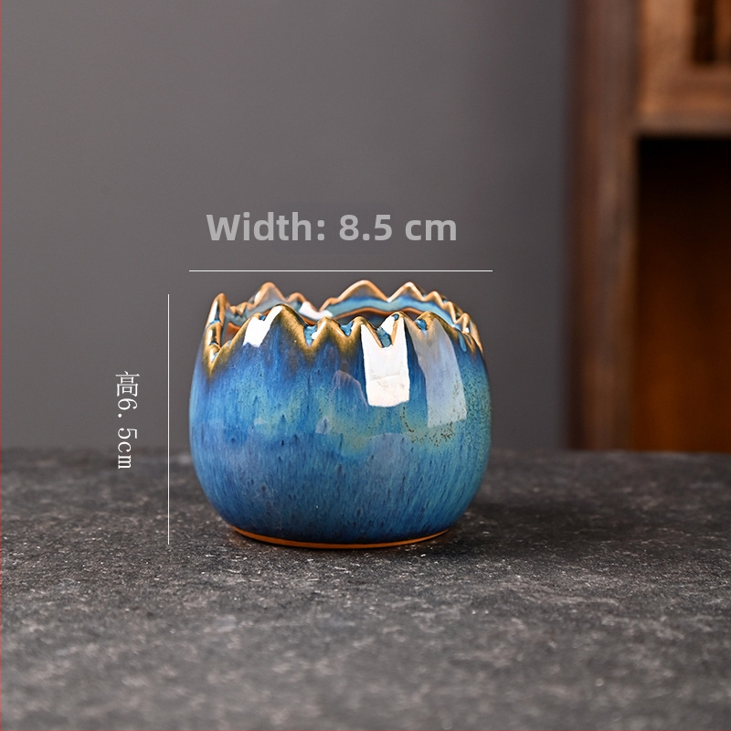 Ghiveci ceramic Galaxy pentru suculente, pentru casă și balcon, compact, cu control al rădăcinilor, ceramică brută
