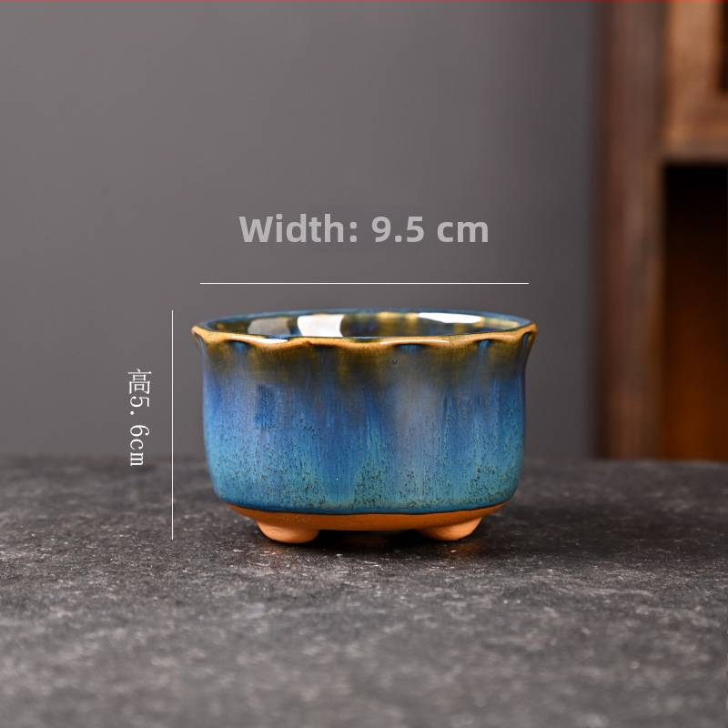 Ghiveci ceramic Galaxy pentru suculente, pentru casă și balcon, compact, cu control al rădăcinilor, ceramică brută