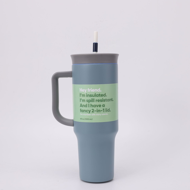Ovalla-inspired termos auto, mare capacitate, 40 oz, cu pai și mâner