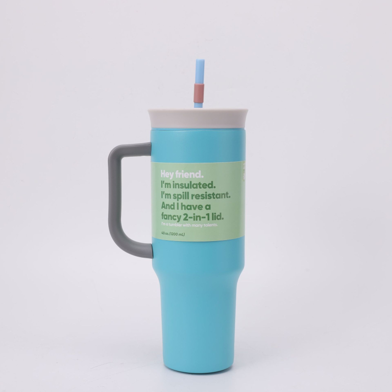 Ovalla-inspired termos auto, mare capacitate, 40 oz, cu pai și mâner