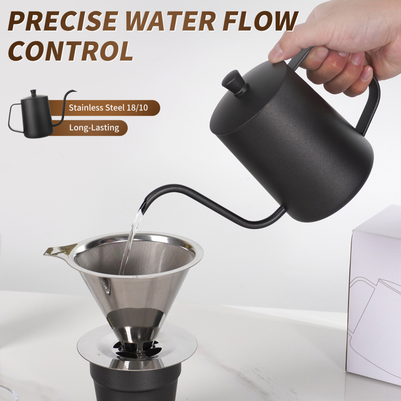 2026 nou model ceainic pour-over, din oțel inoxidabil 304, 600 ml, pentru uz casnic