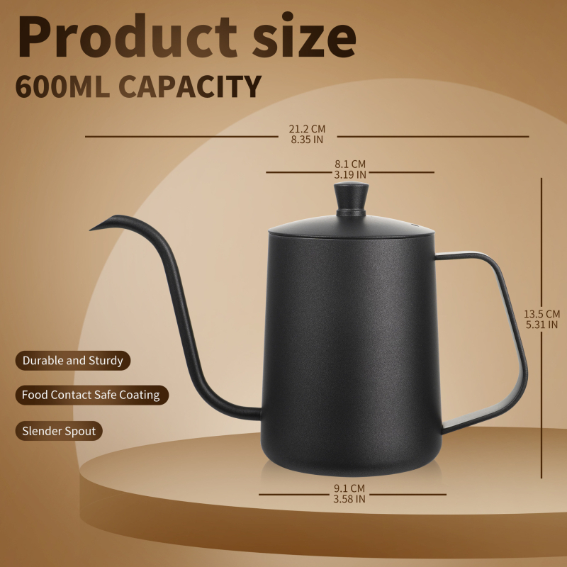 2026 nou model ceainic pour-over, din oțel inoxidabil 304, 600 ml, pentru uz casnic