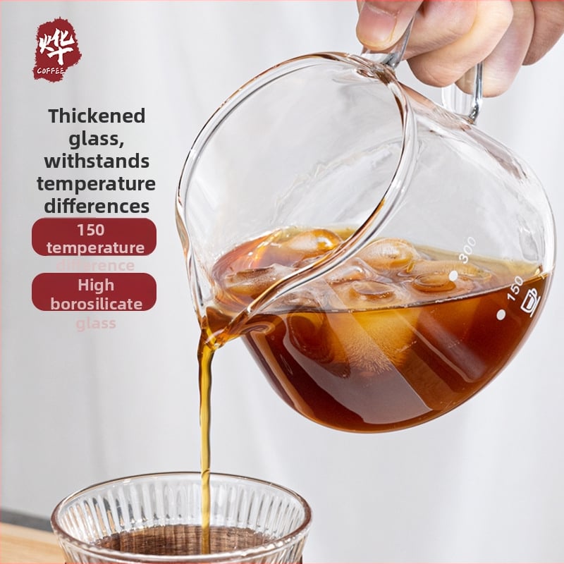 Cană de cafea turnată manual, design cu nor, recipient pentru împărțire, sticlă rezistentă la căldură, ceașcă drăguță cu scară de măsurare