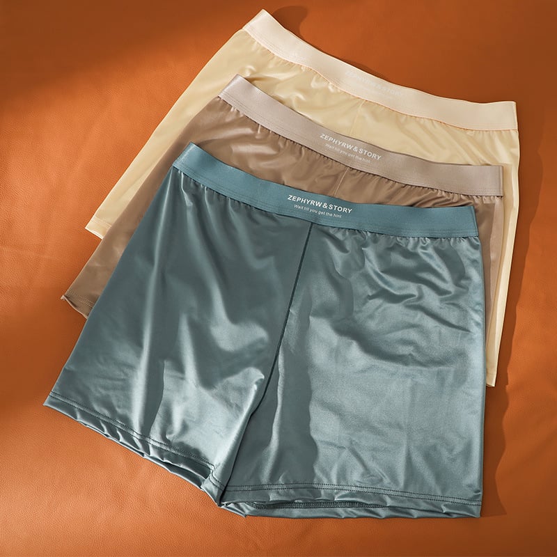 Мъжки сатен Ice Silk домашни шорти, дишащи, свободен силует