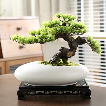 Vas ceramic pentru orchidă bonsai, diametru mare, respirabil, lucrat manual, ars cu gaz, stil nordic, pentru masă.