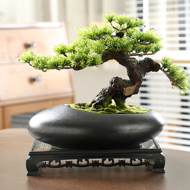 Vas ceramic pentru orchidă bonsai, diametru mare, respirabil, lucrat manual, ars cu gaz, stil nordic, pentru masă.